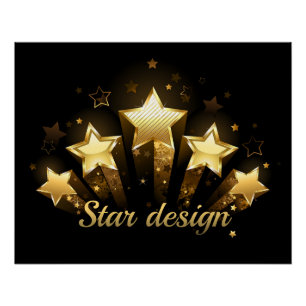 Vijf gouden sterren op zwart perfect poster