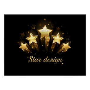 Vijf gouden sterren op zwart perfect poster