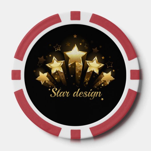Vijf gouden sterren op zwart poker chips (Voorkant)