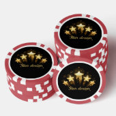 Vijf gouden sterren op zwart poker chips (Opstapeling)