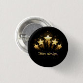 Vijf gouden sterren op zwart ronde button 3,2 cm (Voorkant /achterkant)
