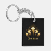 Vijf gouden sterren op zwart sleutelhanger (Voorkant Links)