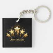 Vijf gouden sterren op zwart sleutelhanger (Achterkant)