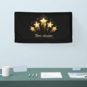 Vijf gouden sterren op zwart spandoek (Beurs)
