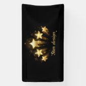 Vijf gouden sterren op zwart spandoek (Verticaal)