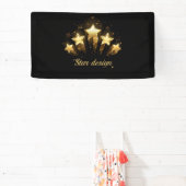 Vijf gouden sterren op zwart spandoek (Insitu)