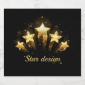 Vijf gouden sterren op zwart sparkling wijnetiket (Enkel label)