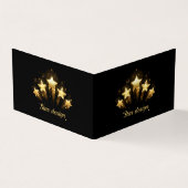 Vijf gouden sterren op zwart visitekaartje (Buitenkant)