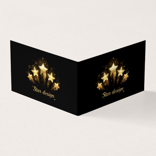 Vijf gouden sterren op zwart visitekaartje (Buitenkant)