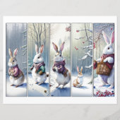 Vijf grillige sneeuwkonijntjes Kerst bladwijzer se (Voorkant)