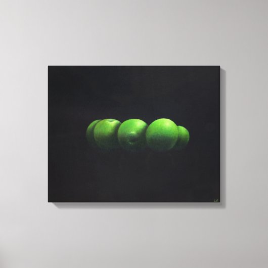 Vijf groene appels canvas afdruk (Voorkant)