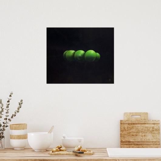 Vijf groene appels poster (Keuken)