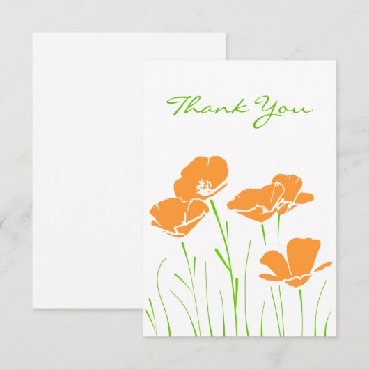 Vijf handgeschreven Californische papies Bedankkaart (Voorkant / Achterkant)