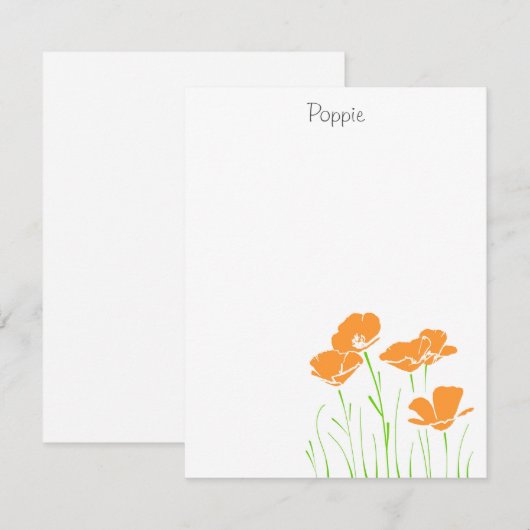 Vijf handtekeningen voor California Poppies Note C Notitiekaartje (Voorkant / Achterkant)