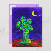 Vijf Happy Green Flowers Briefkaart (Voorkant / Achterkant)