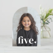 Vijf Hart Gebogen Foto 5e Verjaardag Kaart (Staand voorkant)