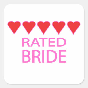 Vijf hartbride vierkante sticker