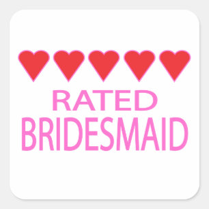 Vijf hartbridesmaïde vierkante sticker