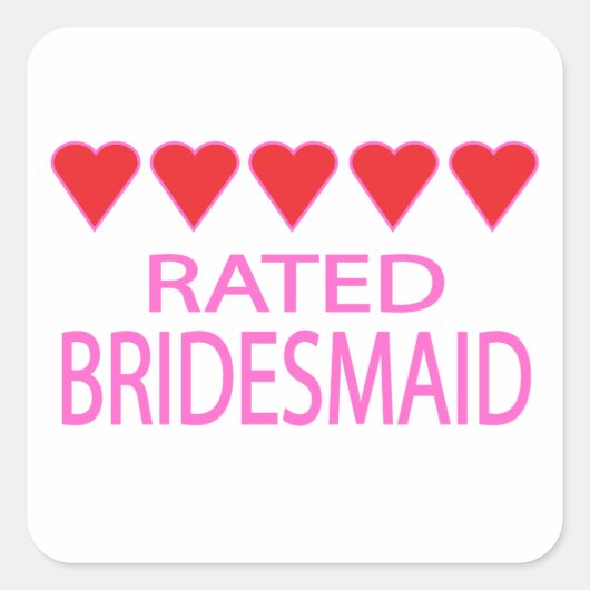 Vijf hartbridesmaïde vierkante sticker (Voorkant)