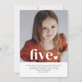 Vijf hartfoto voor eerste verjaardag kaart (Voorkant)