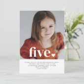 Vijf hartfoto voor eerste verjaardag kaart (Staand voorkant)