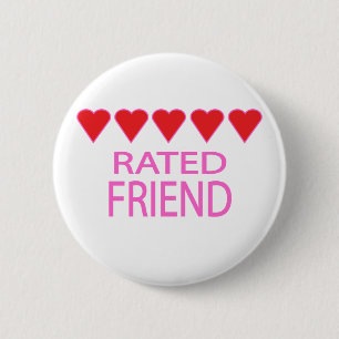 Vijf hartsvriend ronde button 5,7 cm