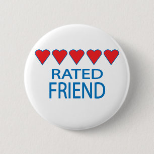 Vijf hartsvriend ronde button 5,7 cm