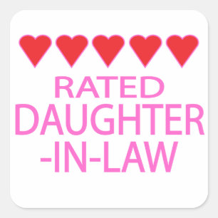 Vijf Heart Daughter-In-Law Vierkante Sticker