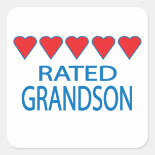 Vijf Heart Grandson Vierkante Sticker