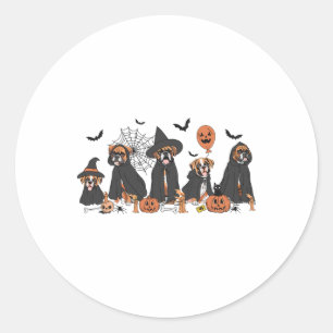 Vijf Heksenbokser Hond Halloween Boxer Hond Spooky Ronde Sticker