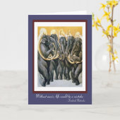 Vijf het Spelen van de Tuba Olifanten Kaart (Gele Bloem)