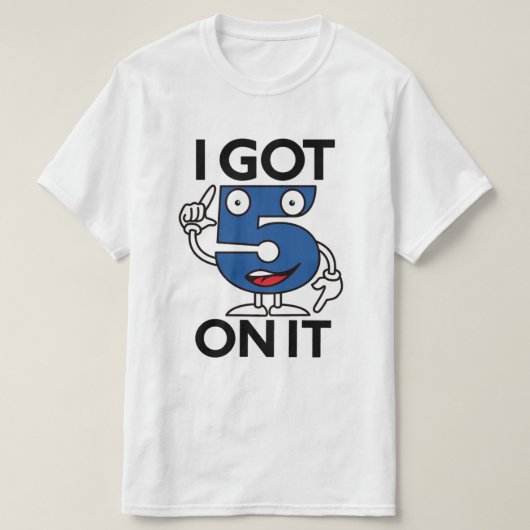 Vijf Hip Hop Blauw & Wit T-shirt (Design voorkant)