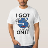 Vijf Hip Hop Blauw & Wit T-shirt (Voorkant)