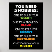 Vijf Hobbies - rijkdom, gezondheid, creatief, kenn Poster (Voorkant)