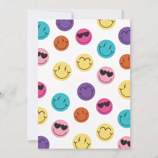 Vijf is een levendige kleurrijke retro glimlacht v kaart (Achterkant)