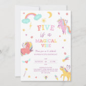 Vijf is een magische vibe eenhoorn 5e verjaardag kaart (Voorkant)