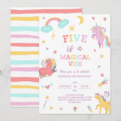 Vijf is een magische vibe eenhoorn 5e verjaardag kaart (Voorkant / Achterkant)
