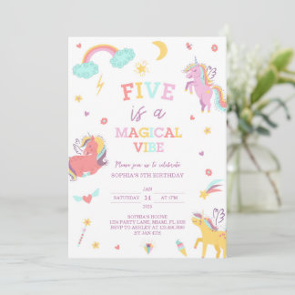 Vijf is een magische vibe eenhoorn 5e verjaardag kaart