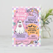 Vijf is een spookachtige vibe Halloween Ghost 5th  Kaart (Staand voorkant)