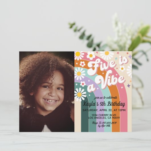 Vijf is een Vibe 5de Uitnodiging van de Dag van he (Staand voorkant)