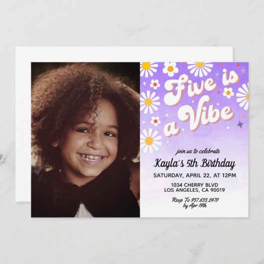 Vijf is een Vibe 5de Uitnodiging van de Dag van he (Voorkant / Achterkant)