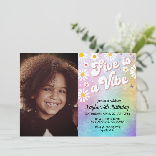 Vijf is een Vibe 5de Uitnodiging van de Dag van he (Staand voorkant)