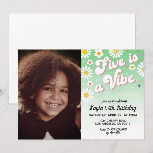 Vijf is een Vibe 5de Uitnodiging van de Dag van he (Voorkant / Achterkant)