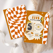 Vijf is een Vibe 5e Retro Checkered Verjaardag Kaart