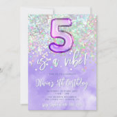 Vijf is een Vibe 5e verjaardag uitnodiging Confett (Voorkant)