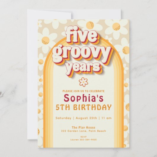 Vijf is een vibe 5e verjaardag uitnodiging | Retro (Voorkant)
