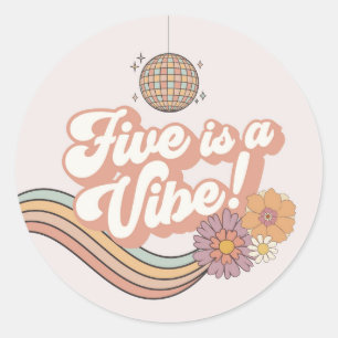 Vijf is een Vibe 5e verjaardagsfeestje borden Ronde Sticker