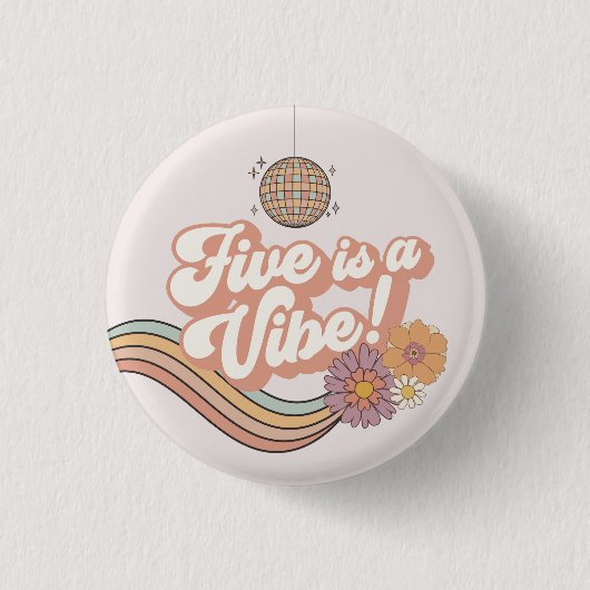 Vijf is een Vibe 5e verjaardagsfeestje Ronde Button 3,2 Cm (Voorkant)