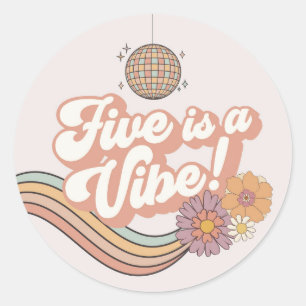 Vijf is een Vibe 5e verjaardagsfeestje Ronde Sticker