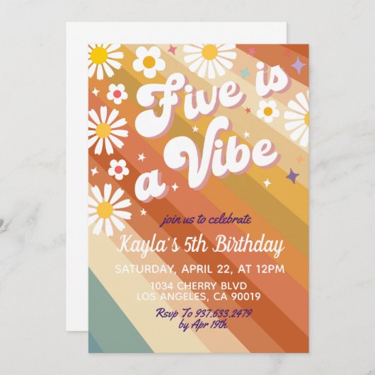 Vijf is een Vibe 5th Birthday Uitnodiging (Voorkant / Achterkant)